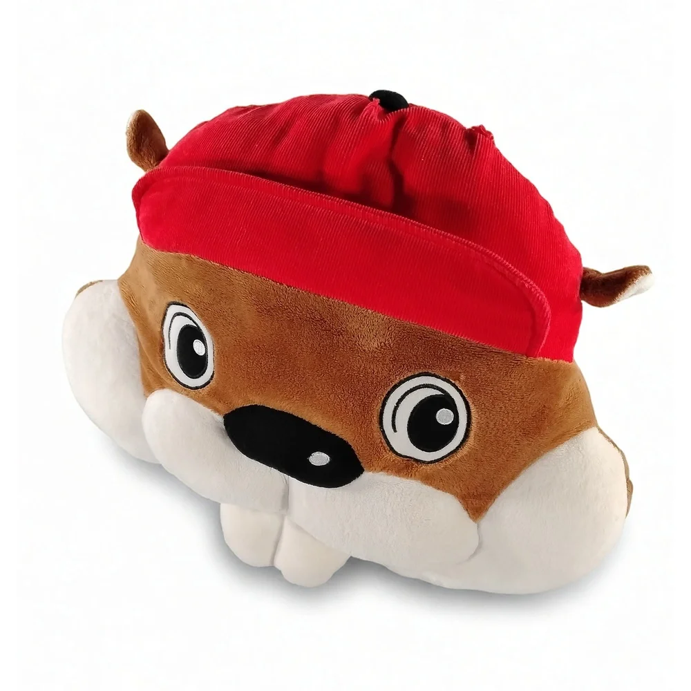 Buc-ee's Beaver Head Plush Pillow 16x13 Inch Mascot Travel Cushion Novelty Gift